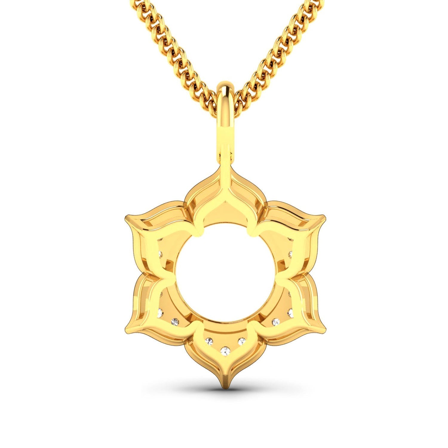 0.14 Carat Genuine White Diamond 14K Yellow Gold Semi Mount Pendant - holds 8.00mm Round Gemstone Bids.com