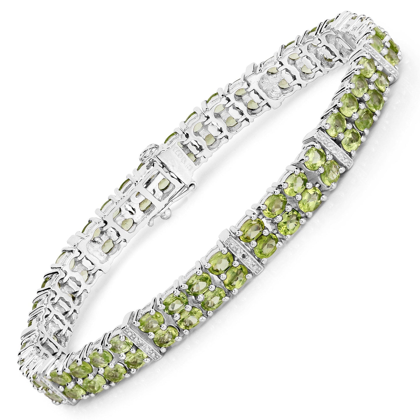 12.97 Carat Genuine Peridot and White Topaz .925 Sterling Silver Bracelet Bids.com