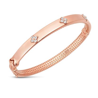 14k Rose Gold Trilogy Diamond Bangle (5.40 mm) Bids.com