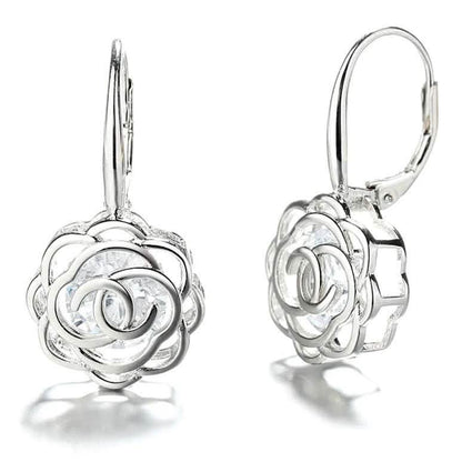 Caged Swarovski Crystal Rose Lever Back Earrings DailySale