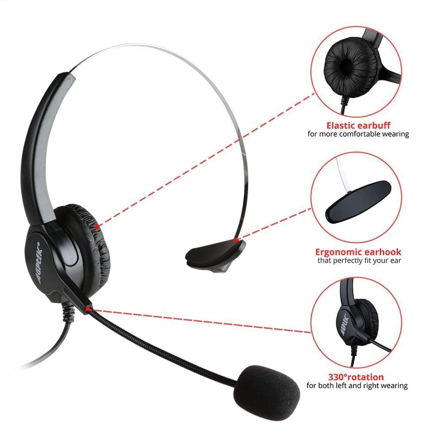Call Center Dialpad Corded Headset Office Telephone with Corded Headset DailySale