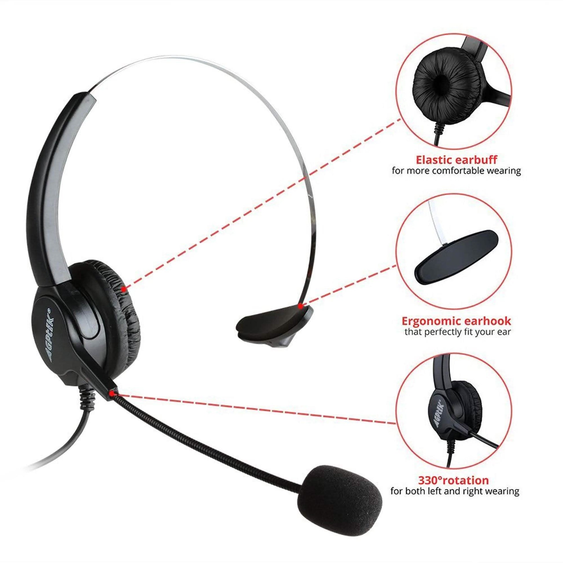 Call Center Dialpad Corded Headset Office Telephone with Corded Headset DailySale