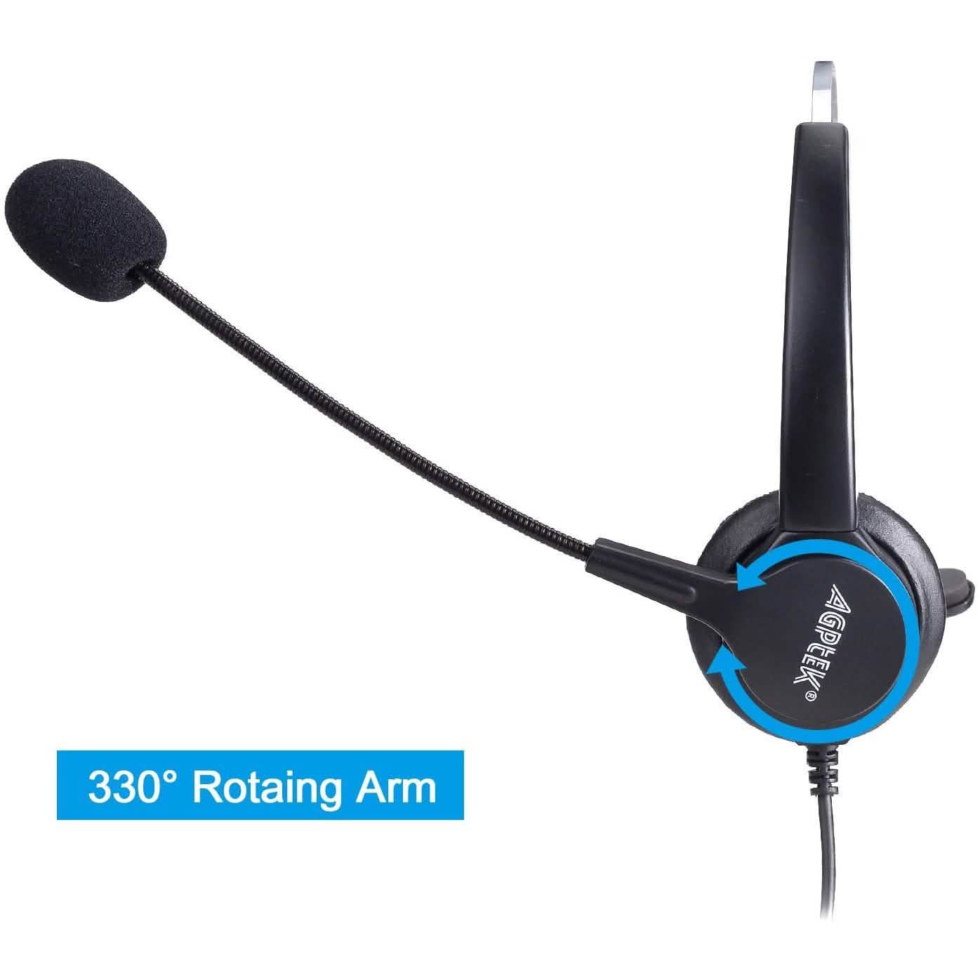 Call Center Hands-Free Noise Cancelling Corded Monaural Headset DailySale