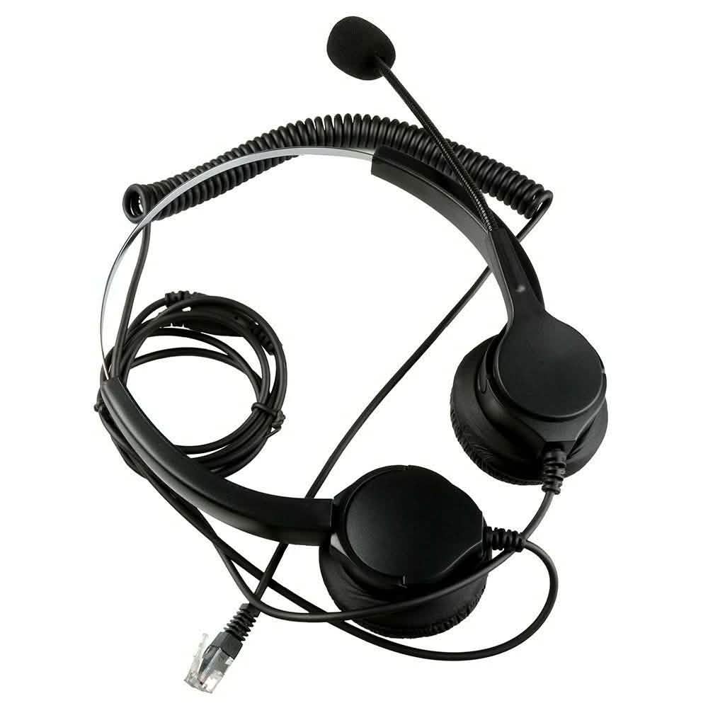 Call Center Noise Cancelling Corded Binaural Hands-free Headset with Microphone DailySale