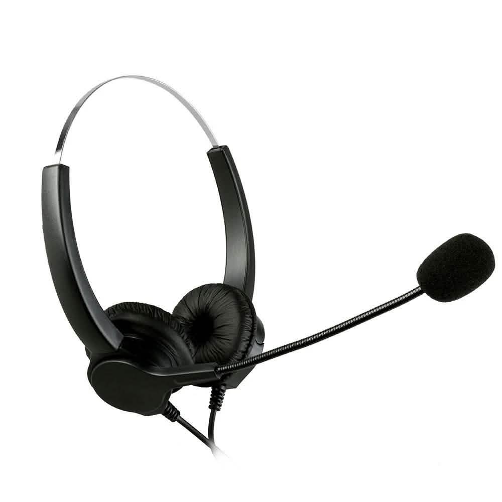 Call Center Noise Cancelling Corded Binaural Hands-free Headset with Microphone DailySale