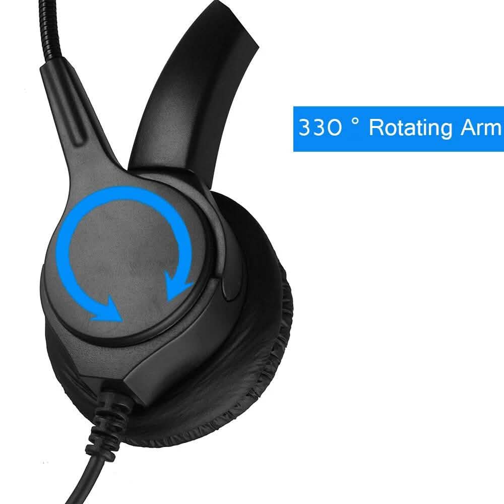 Call Center Noise Cancelling Corded Binaural Hands-free Headset with Microphone DailySale