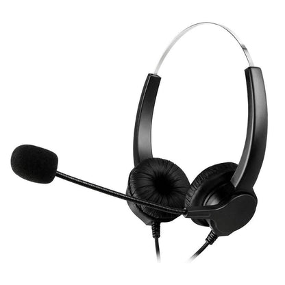 Call Center Noise Cancelling Corded Binaural Hands-free Headset with Microphone DailySale