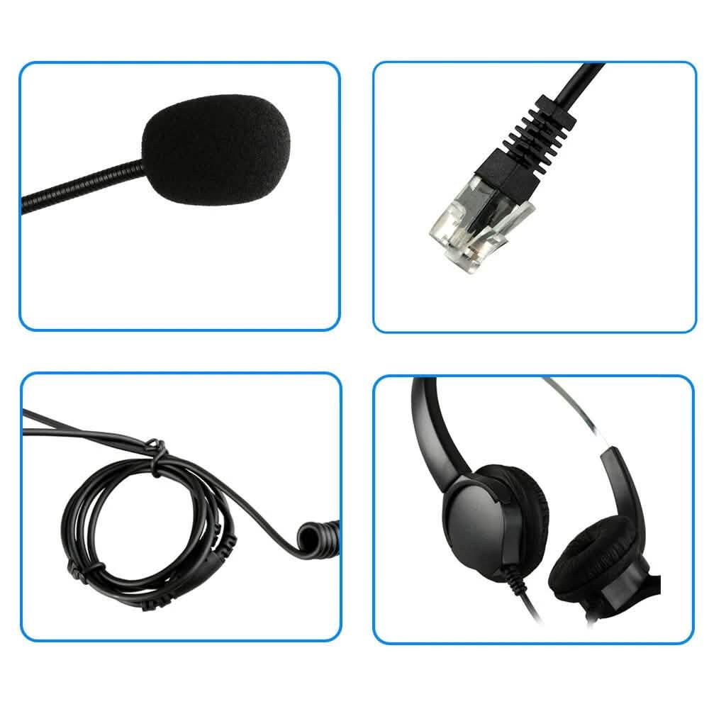 Call Center Noise Cancelling Corded Binaural Hands-free Headset with Microphone DailySale
