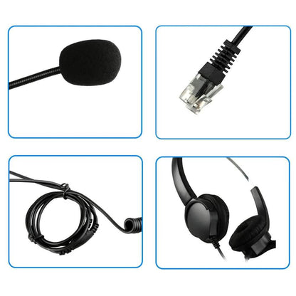 Call Center Noise Cancelling Corded Binaural Hands-free Headset with Microphone DailySale