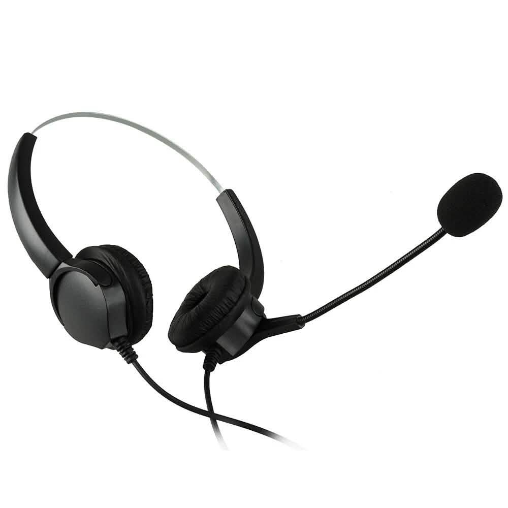 Call Center Noise Cancelling Corded Binaural Hands-free Headset with Microphone DailySale