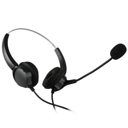 Call Center Noise Cancelling Corded Binaural Hands-free Headset with Microphone DailySale