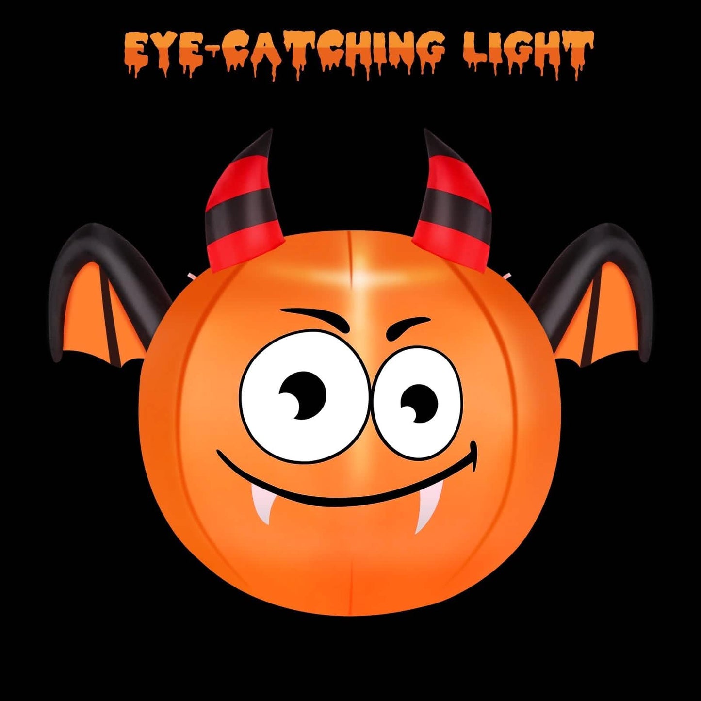 CAMAULAN 4FT Halloween Pumpkin Outdoor Decoration with a Bat DailySale