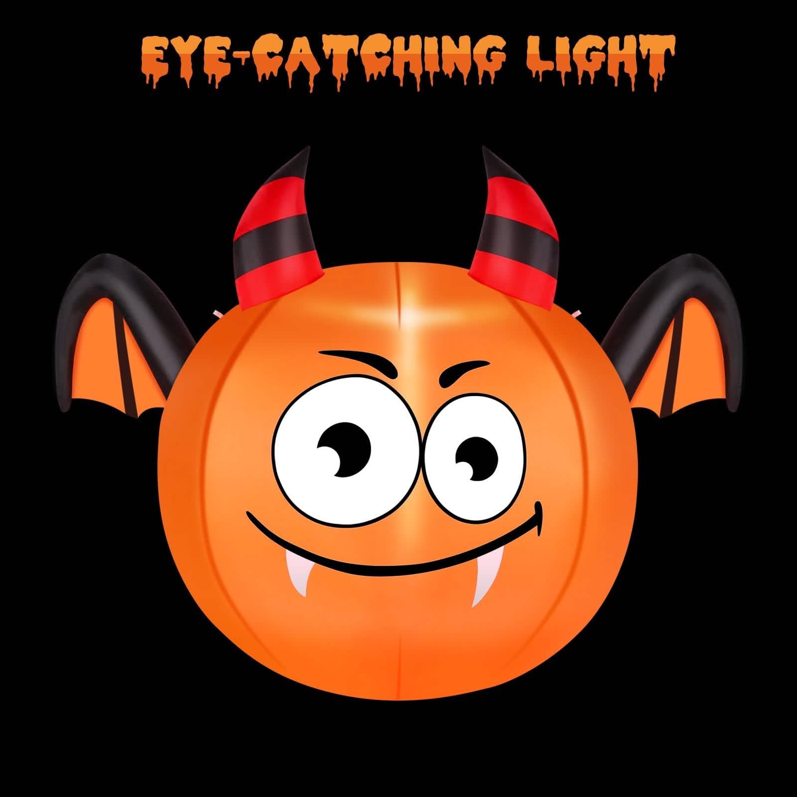 CAMAULAN 4FT Halloween Pumpkin Outdoor Decoration with a Bat DailySale