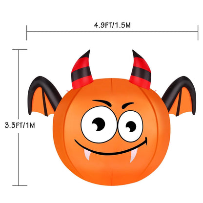 CAMAULAN 4FT Halloween Pumpkin Outdoor Decoration with a Bat DailySale