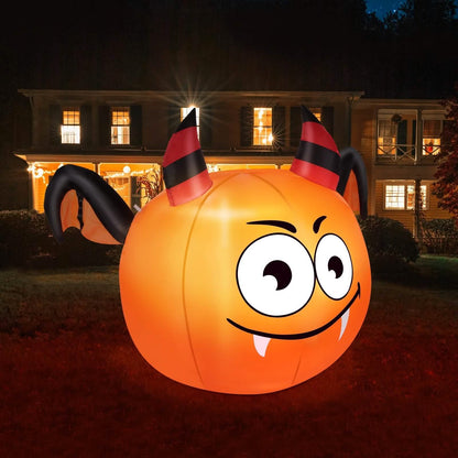 CAMAULAN 4FT Halloween Pumpkin Outdoor Decoration with a Bat DailySale