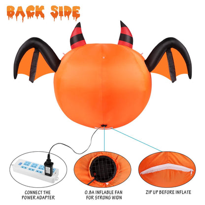CAMAULAN 4FT Halloween Pumpkin Outdoor Decoration with a Bat DailySale