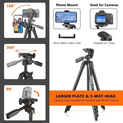 Camera Tripod 55-inch Aluminum Lightweight Tripod MLT01 DailySale