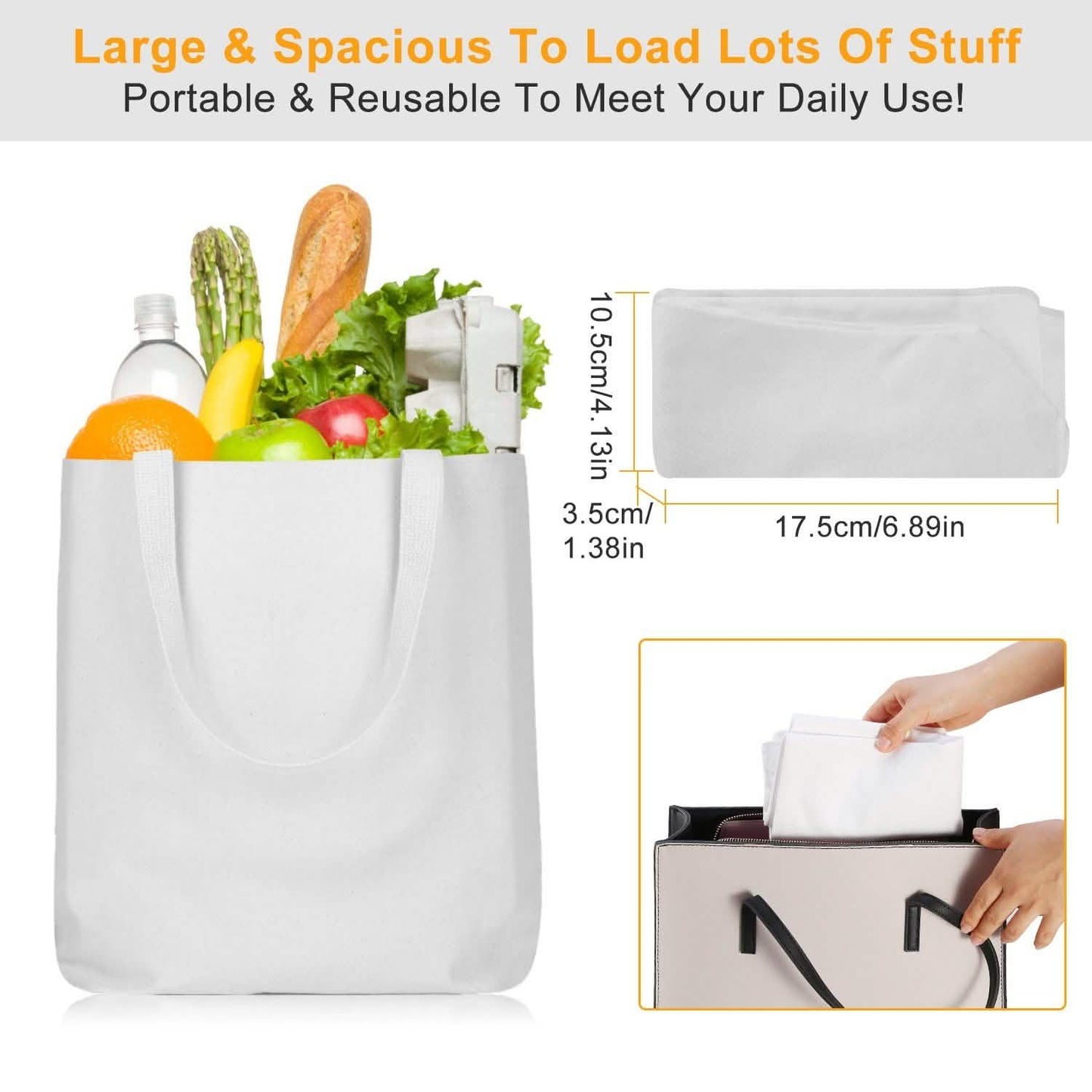 Canvas Tote Bag DIY Craft Eco Tote 100% Cotton Washable Reusable DailySale