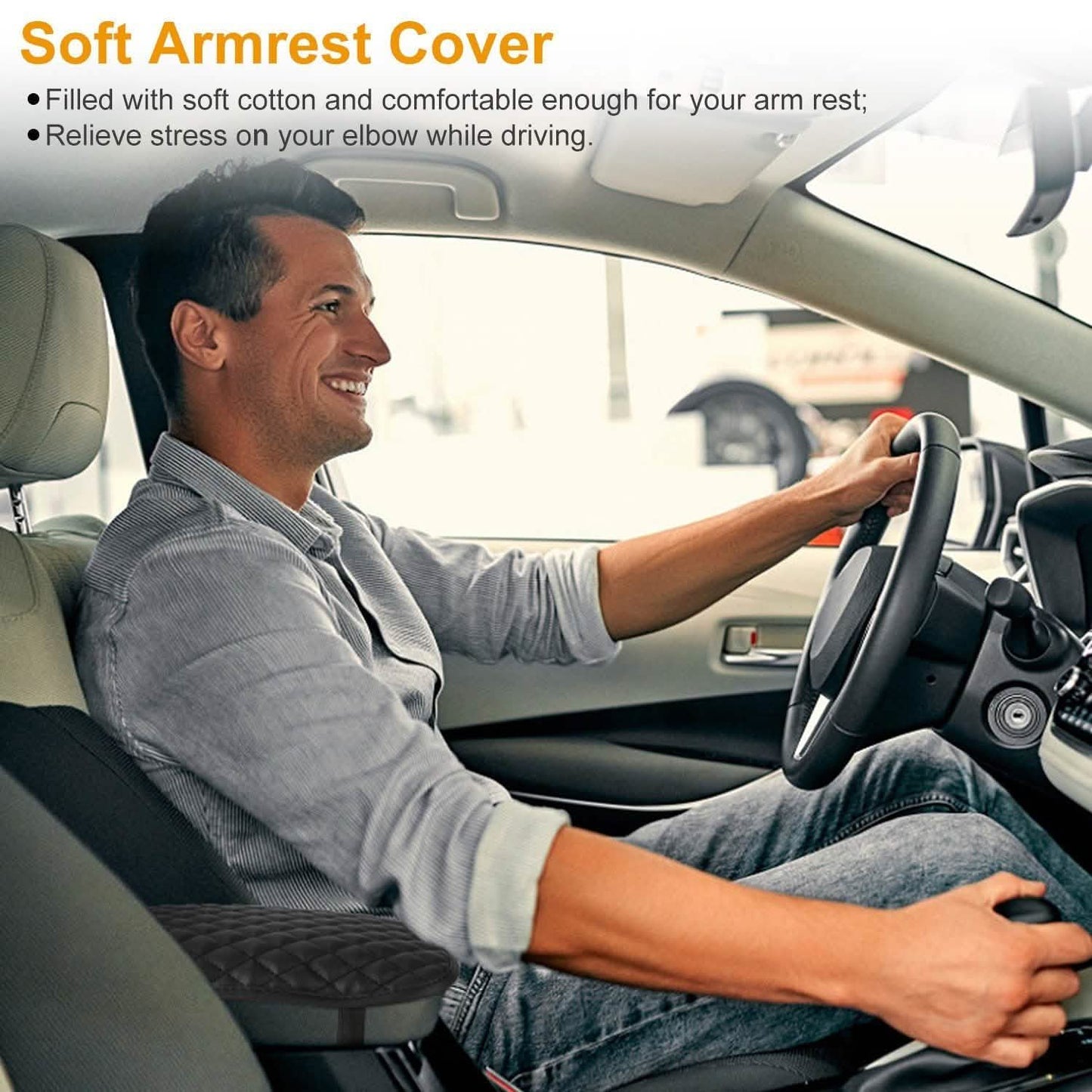 Car Armrest Pad Cover PU Leather Fit for SUV Truck Car DailySale