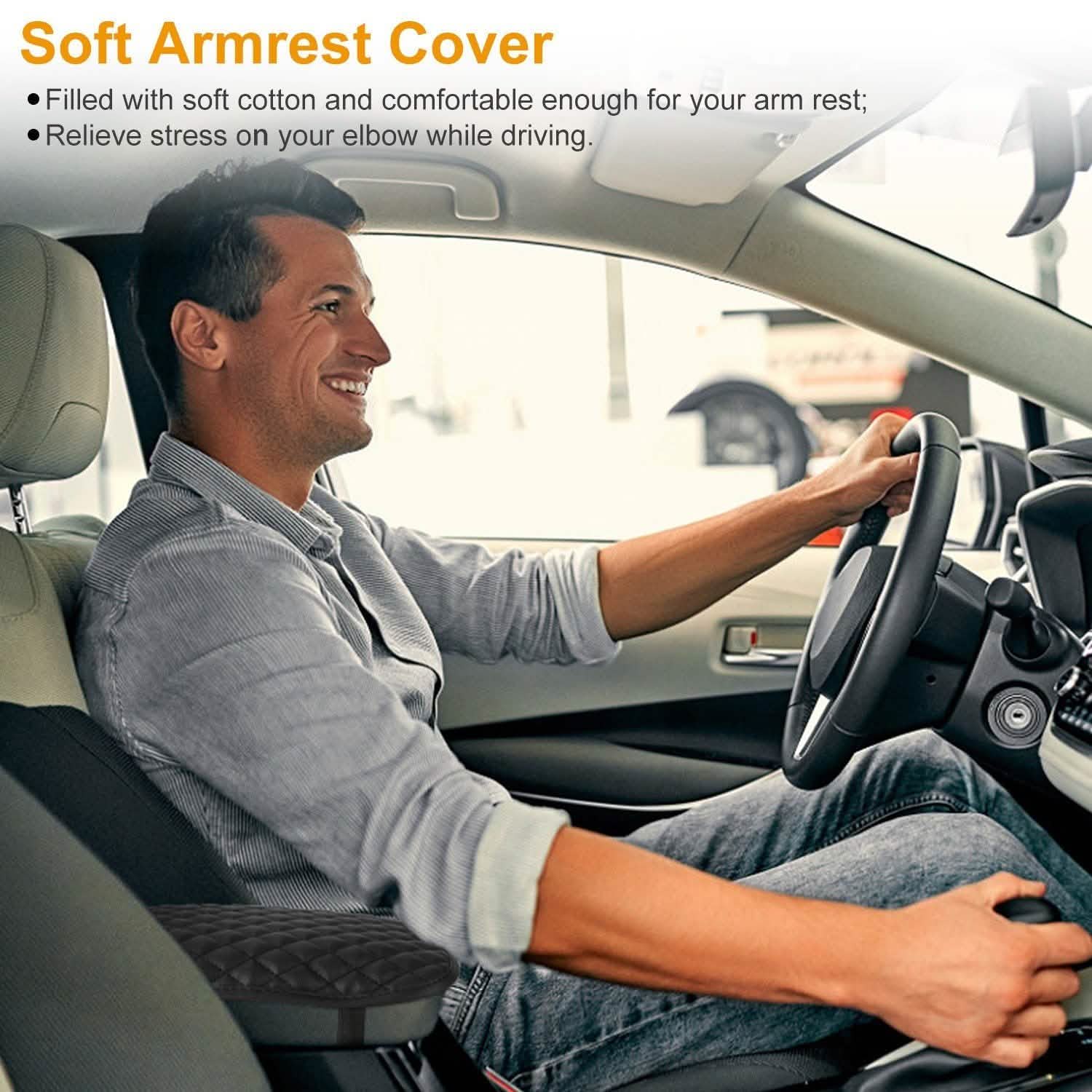 Car Armrest Pad Cover PU Leather Fit for SUV Truck Car DailySale