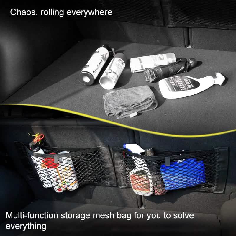 Car Back Rear Mesh Trunk Seat Elastic String Net Magic Sticker Universal Storage Bag DailySale