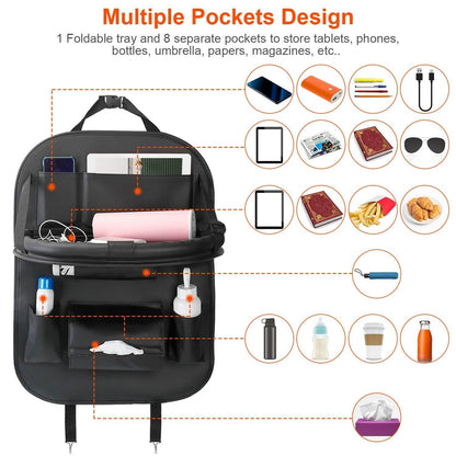 Car Back Seat Organizer with Foldable Table Tray 8 Pockets DailySale
