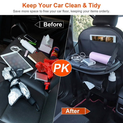 Car Back Seat Organizer with Foldable Table Tray 8 Pockets DailySale