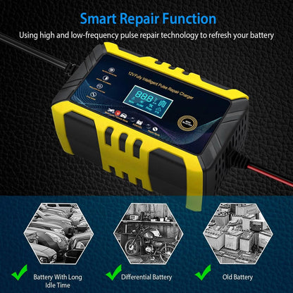 Car Battery Charger 12V/6A Smart Automatic Battery Charger Pulse Repair DailySale
