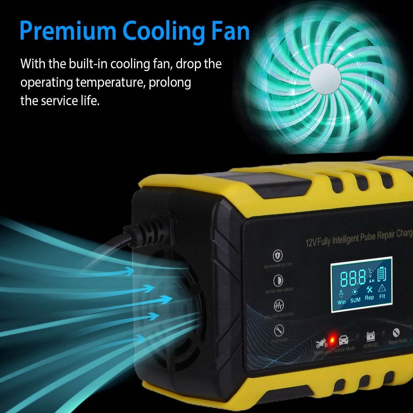 Car Battery Charger 12V/6A Smart Automatic Battery Charger Pulse Repair DailySale