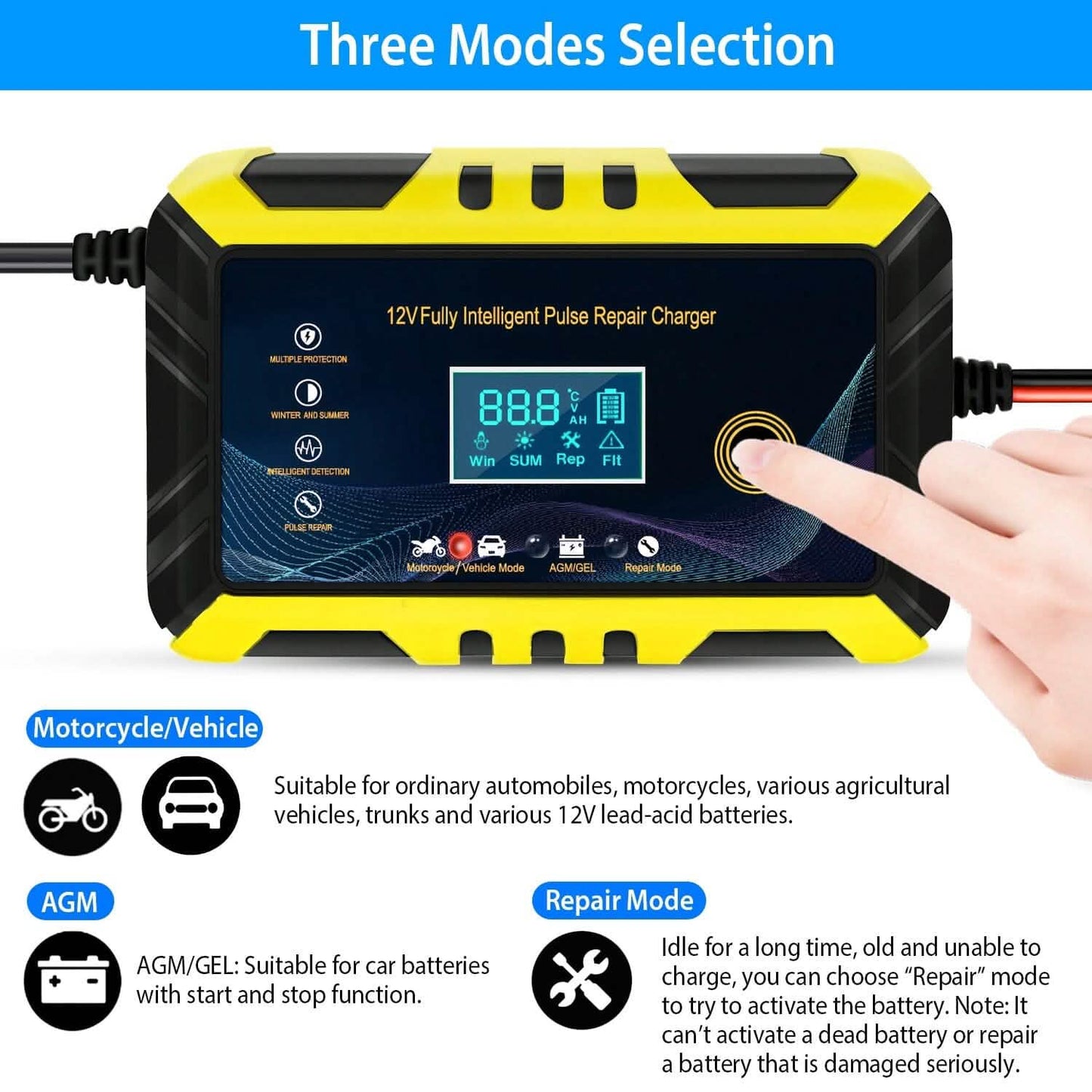 Car Battery Charger 12V/6A Smart Automatic Battery Charger Pulse Repair DailySale