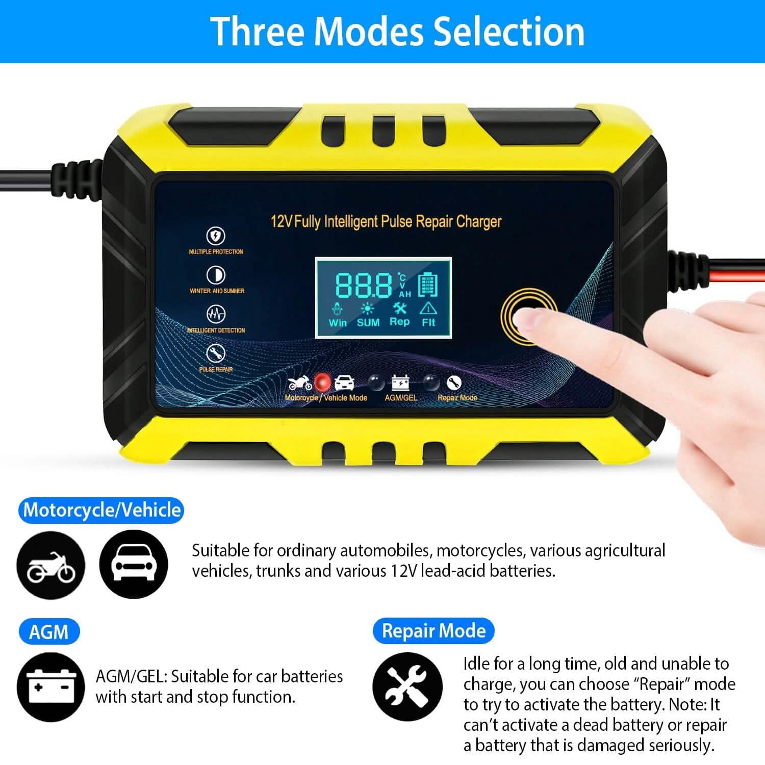 Car Battery Charger 12V/6A Smart Automatic Battery Charger Pulse Repair DailySale