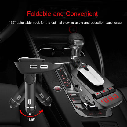 Car FM Transmitter with Wireless Earpiece 2 USB Charge Ports DailySale