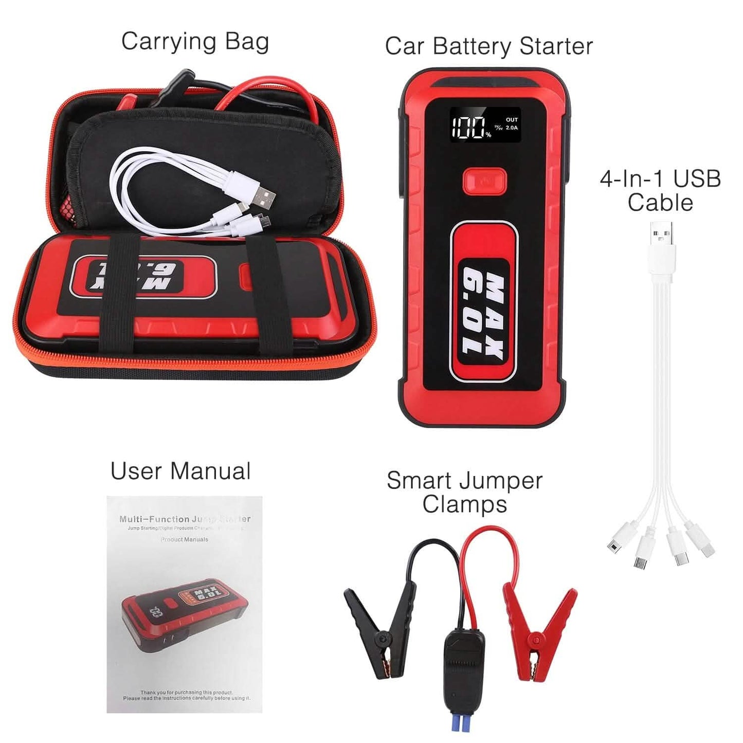 Car Jump Starter Booster 2500A Peak 25800mAh Battery Charger Power Bank DailySale