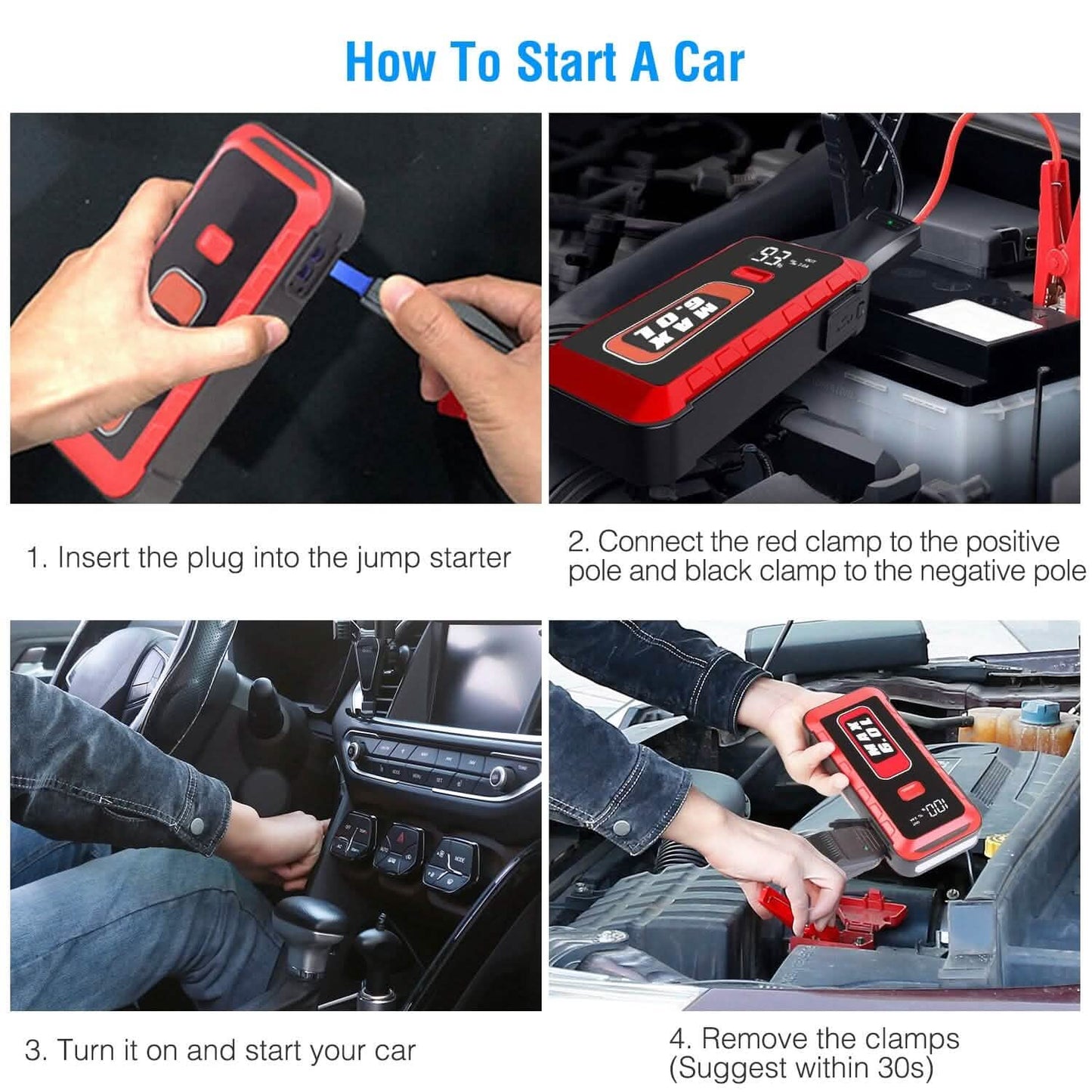 Car Jump Starter Booster 2500A Peak 25800mAh Battery Charger Power Bank DailySale