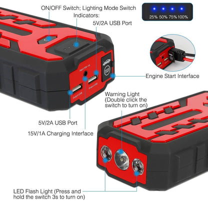 Car Jump Starter Booster with 4 Modes LED Flashlight DailySale