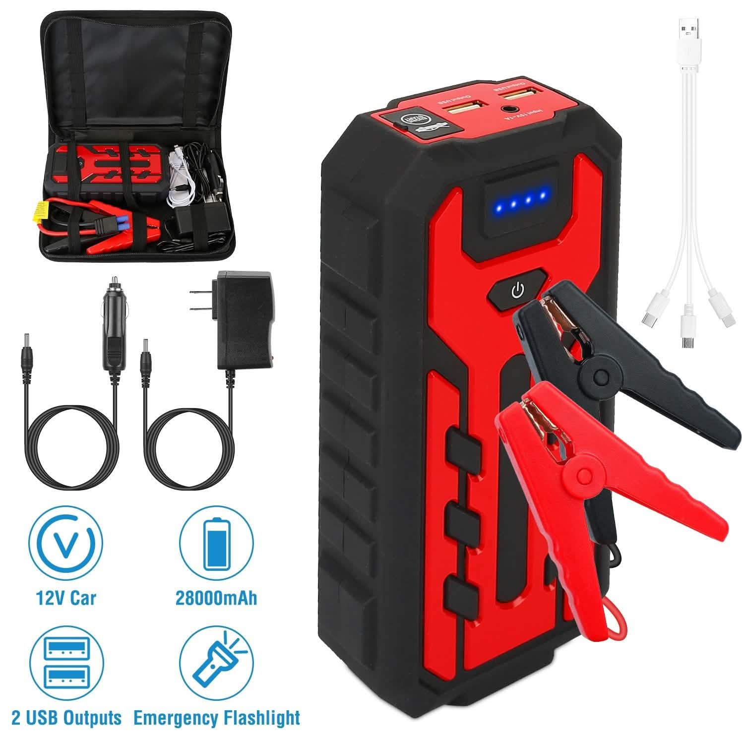 Car Jump Starter Booster with 4 Modes LED Flashlight DailySale