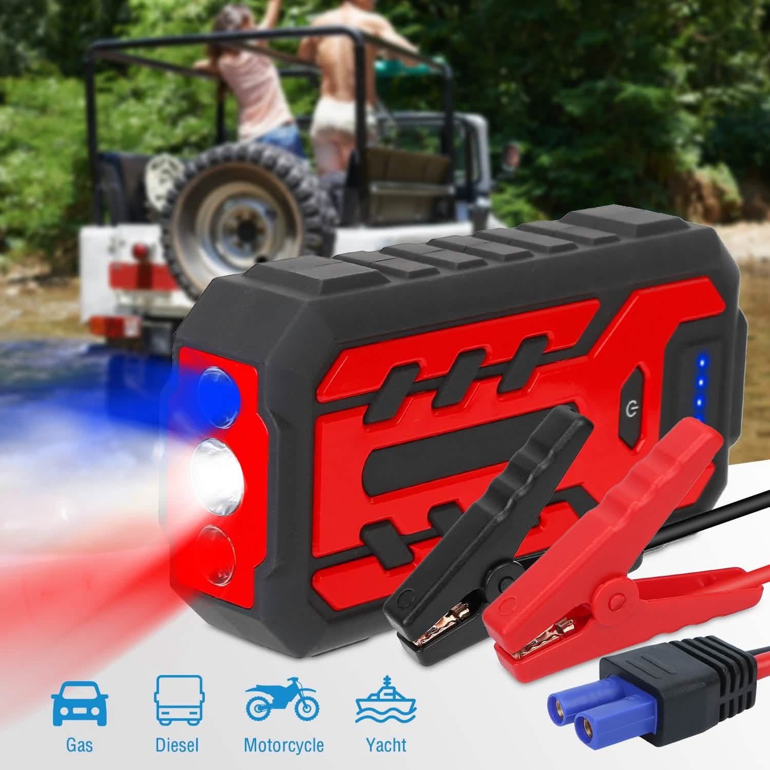 Car Jump Starter Booster with 4 Modes LED Flashlight DailySale
