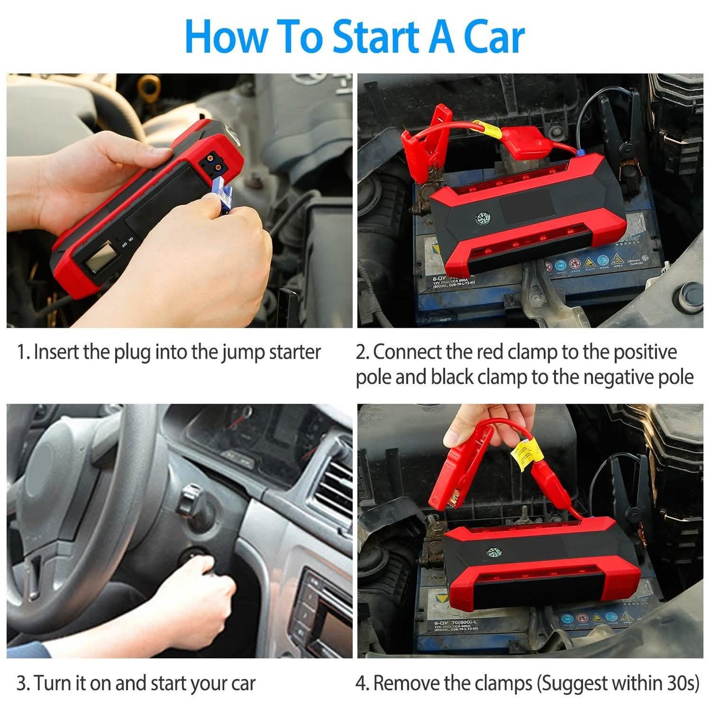 Car Jump Starter Booster with LCD Screen 4 Modes LED Flashlight DailySale