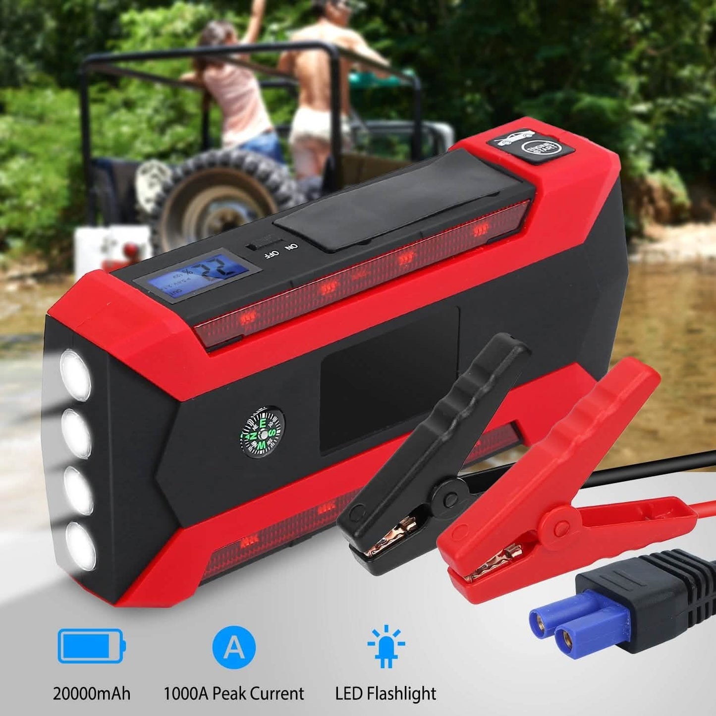 Car Jump Starter Booster with LCD Screen 4 Modes LED Flashlight DailySale