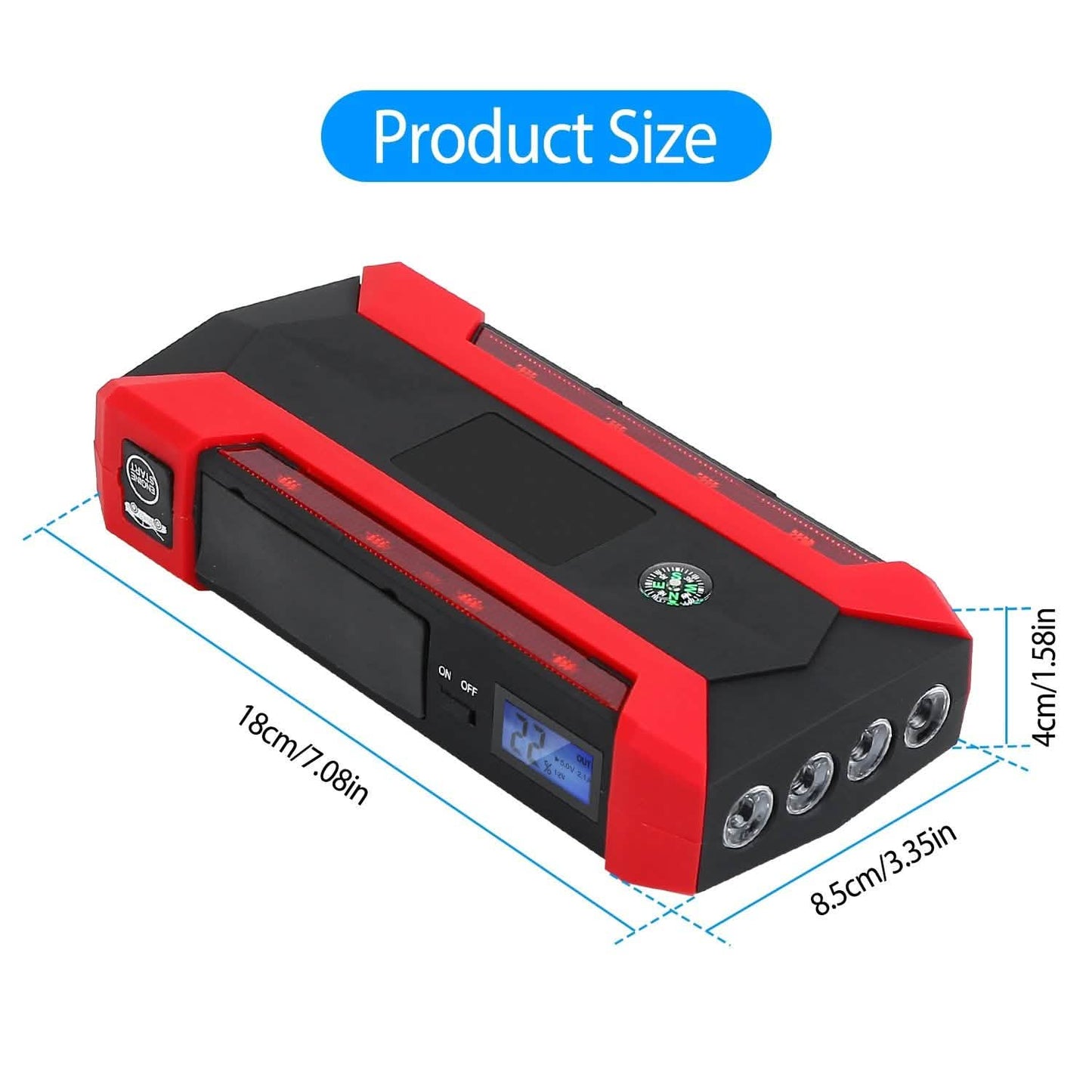 Car Jump Starter Booster with LCD Screen 4 Modes LED Flashlight DailySale