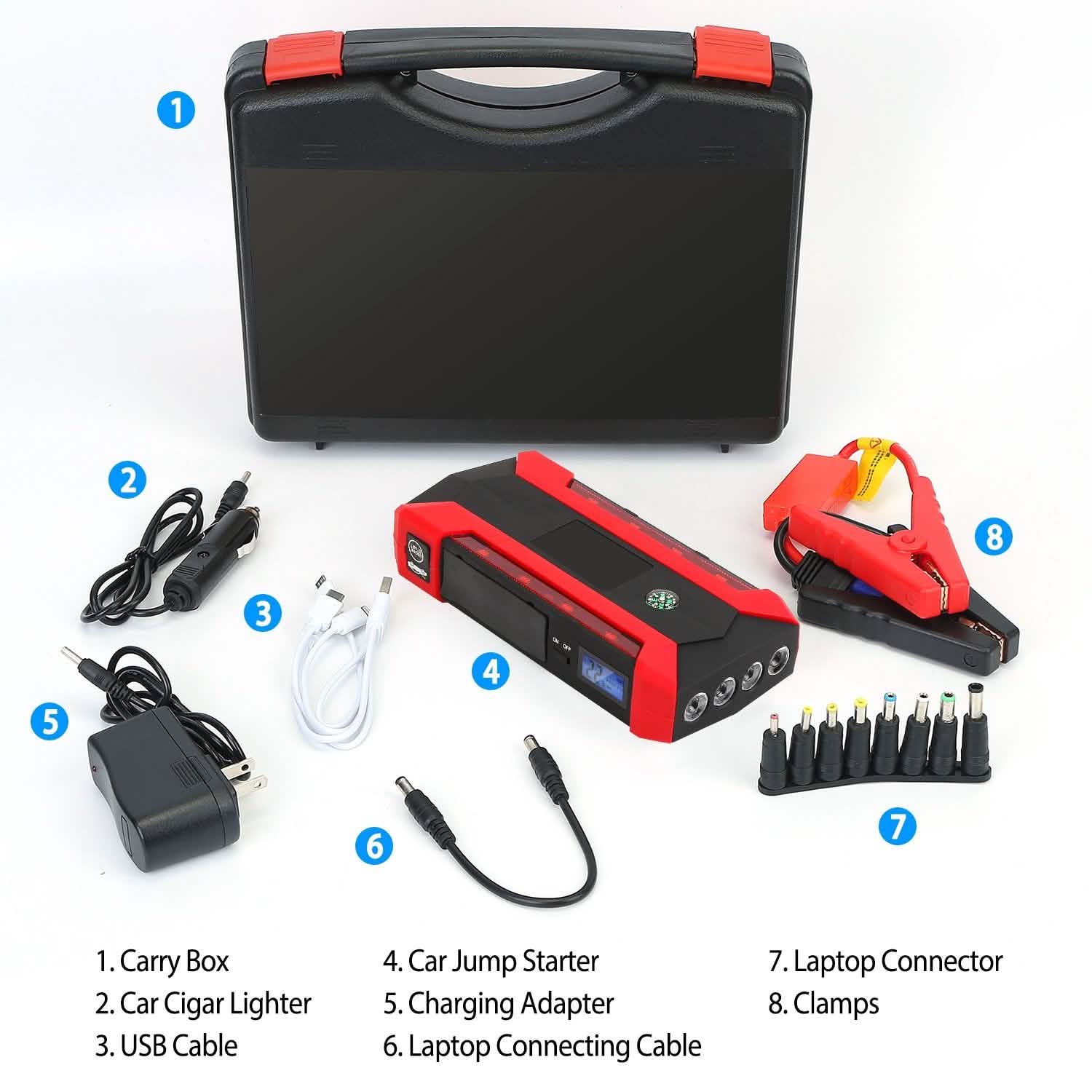 Car Jump Starter Booster with LCD Screen 4 Modes LED Flashlight DailySale