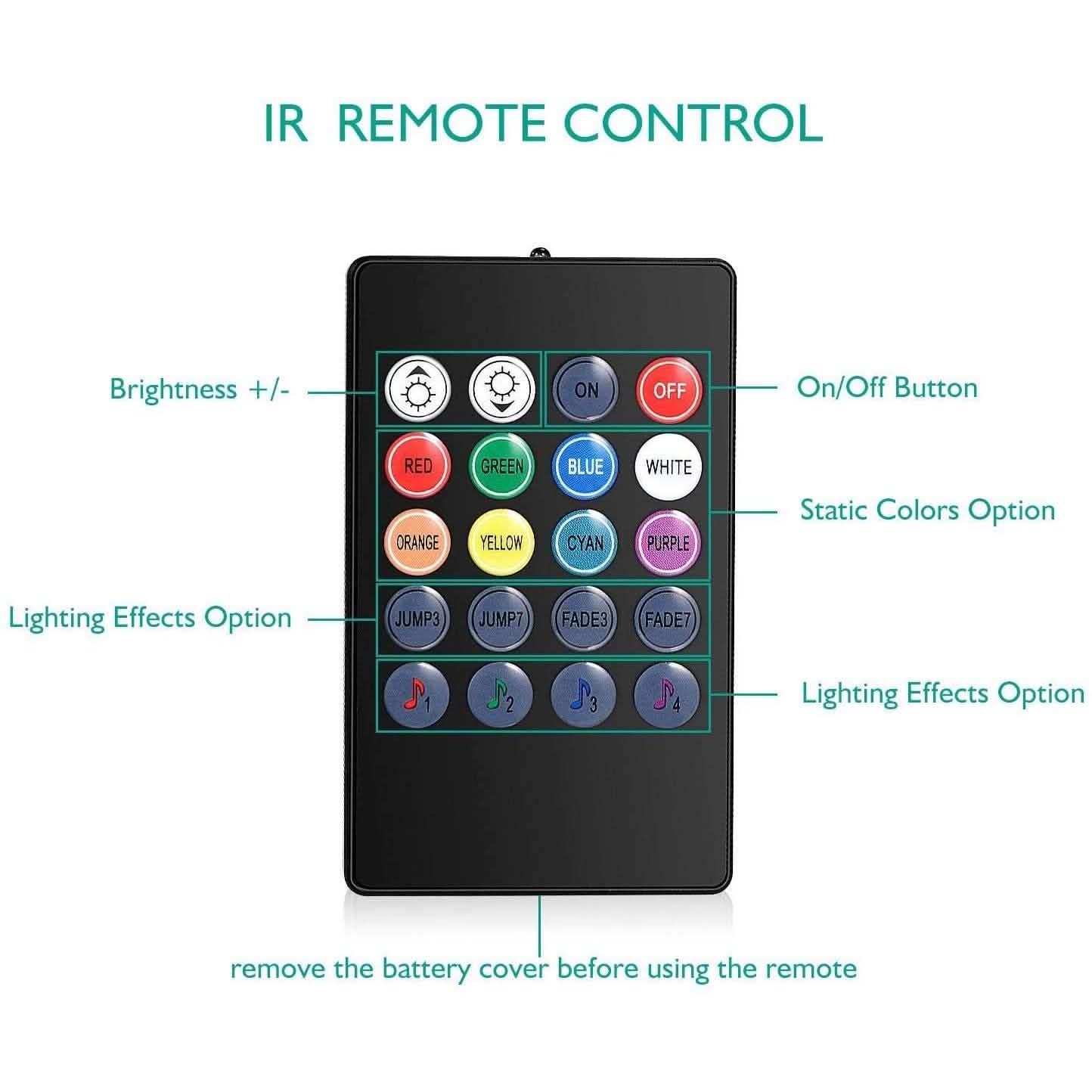 Car LED Strip Lights with Sound Active Function and Remote Controller DailySale