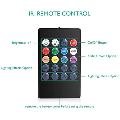Car LED Strip Lights with Sound Active Function and Remote Controller DailySale