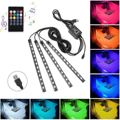 Car LED Strip Lights with Sound Active Function and Remote Controller DailySale
