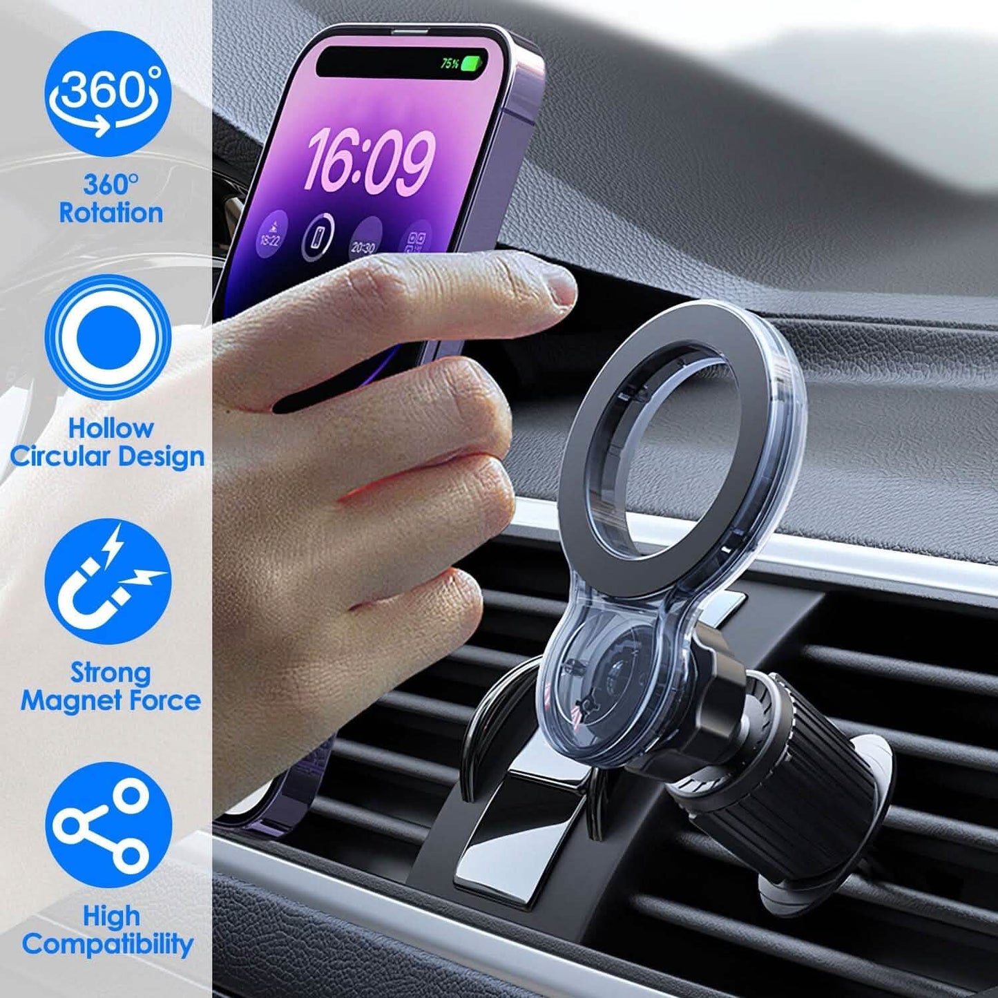 Car Mount Magnetic Phone Holder For Car 360° Rotation DailySale
