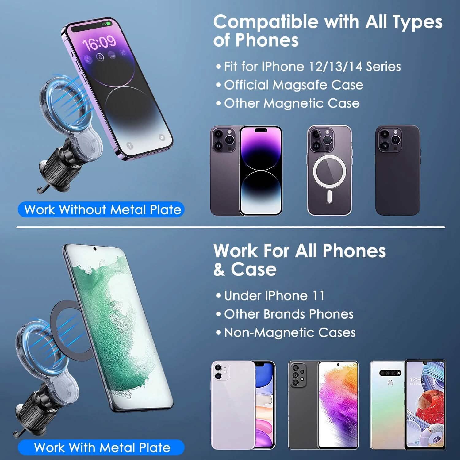 Car Mount Magnetic Phone Holder For Car 360° Rotation DailySale
