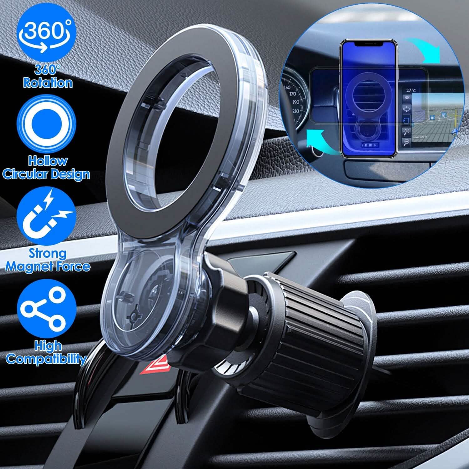 Car Mount Magnetic Phone Holder For Car 360° Rotation DailySale