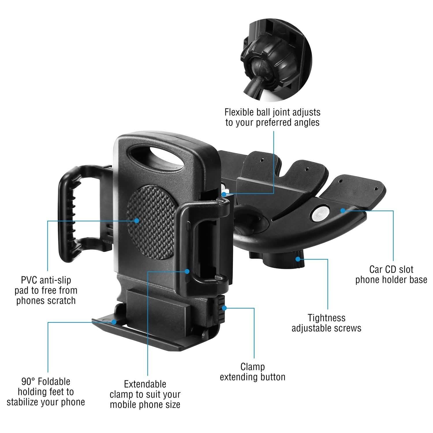 Car Phone Holder CD Slot Phone Mount 360 Rotatable DailySale
