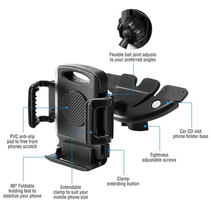 Car Phone Holder CD Slot Phone Mount 360 Rotatable DailySale