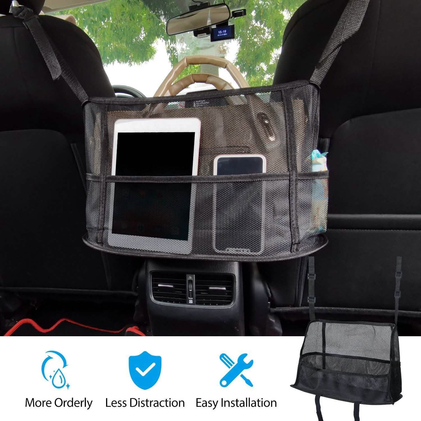 Car Storage Netting Pouch Seat Side Storage Mesh Organizer Bag DailySale